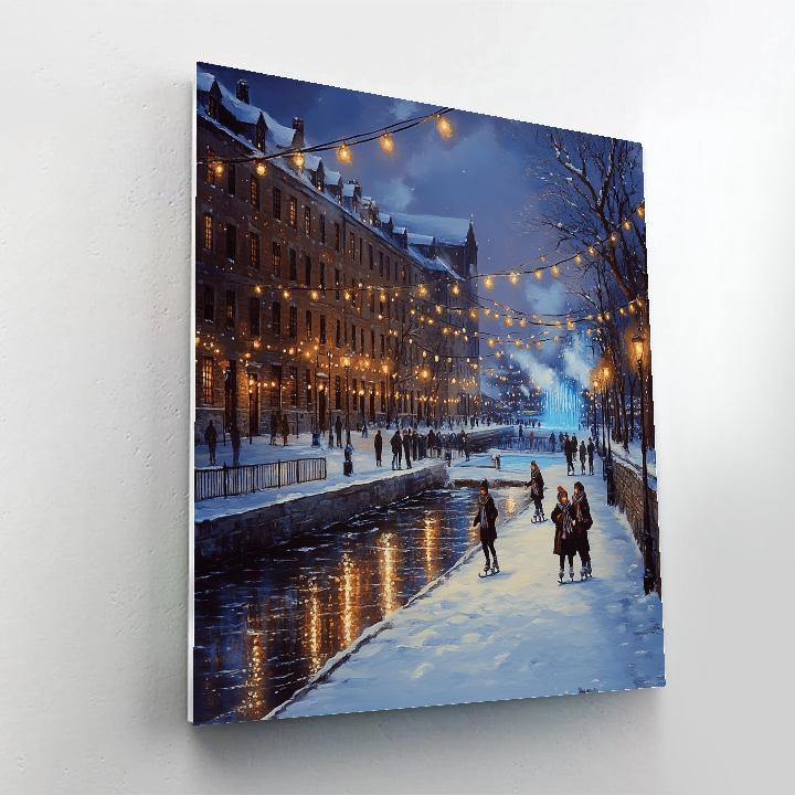 Ice Blue Winter Scene At Old Port Promenade Montreal Canada Numbered painting kits