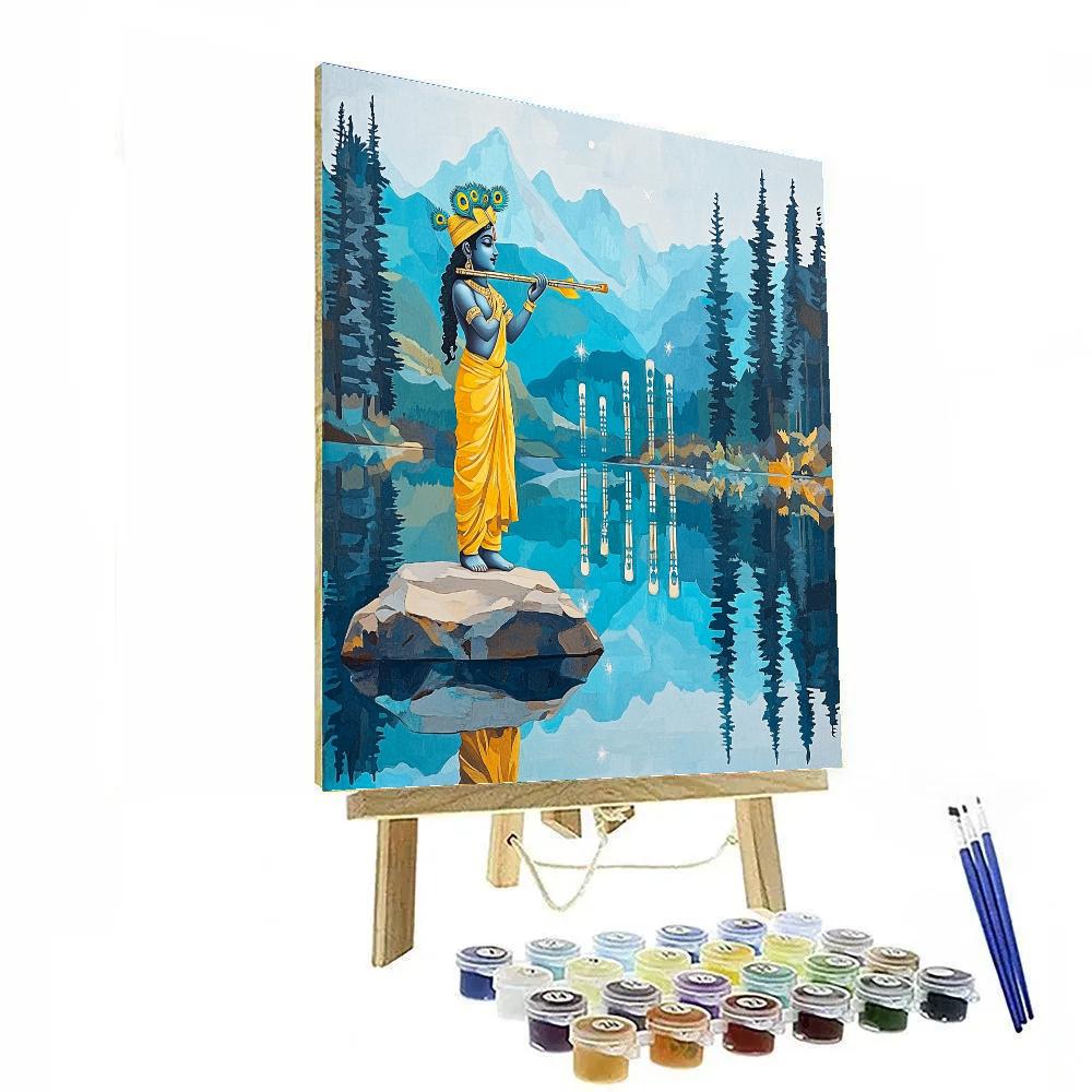 Krishna And The Mirror Lake Of Many Flutes Number painting