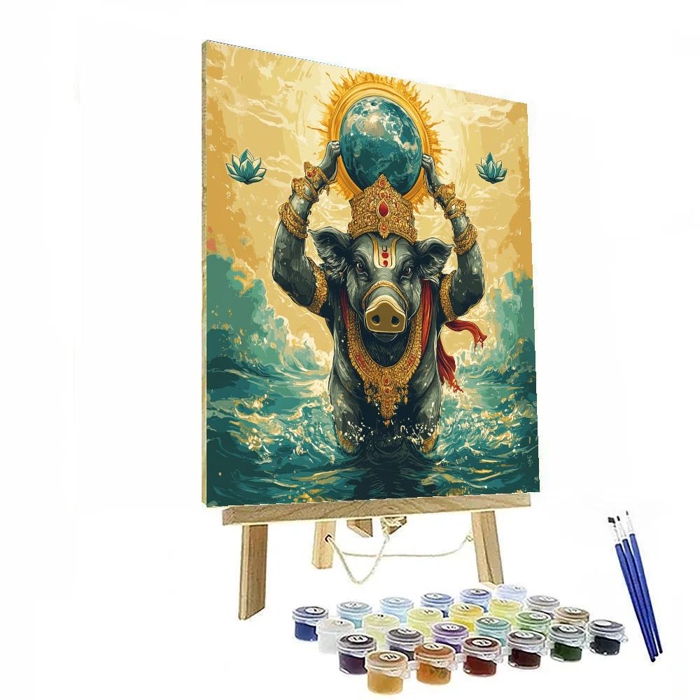 Varaha Lifting The Earth Lotus Globe DIY paint by numbers
