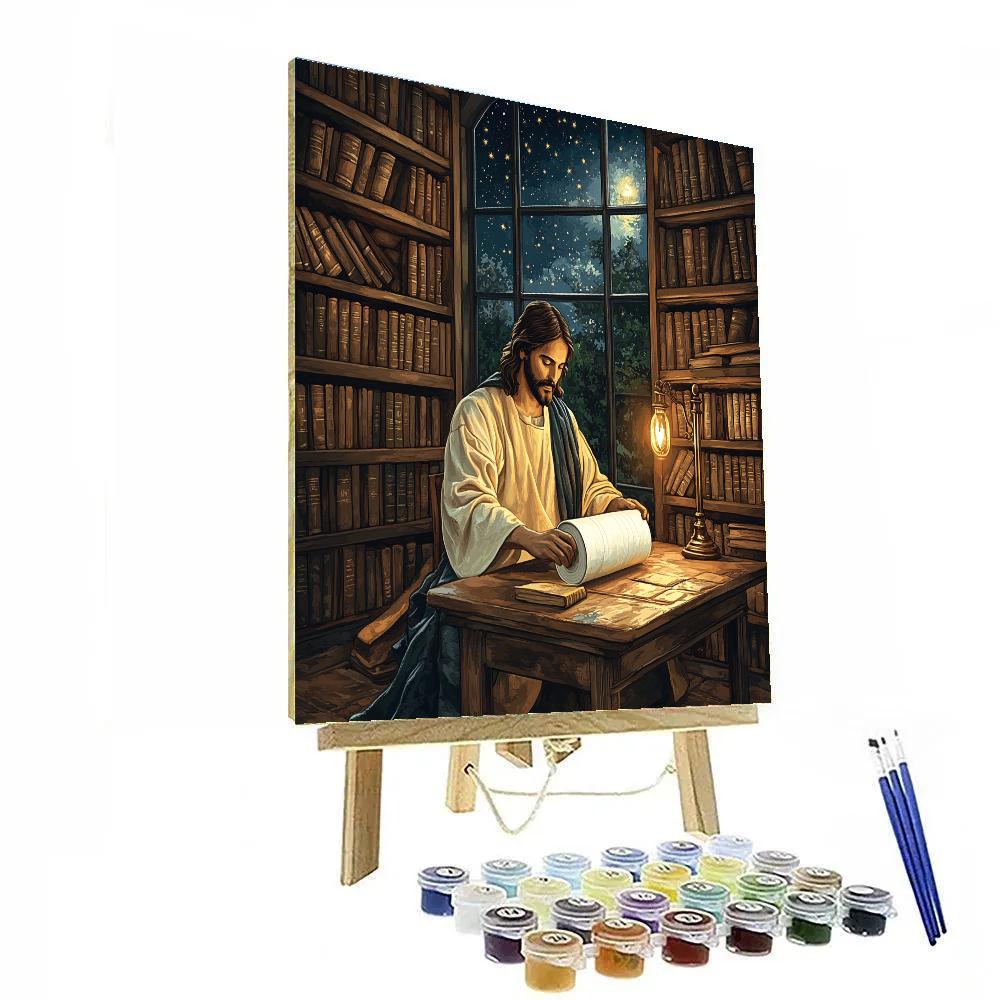 Jesus In The Quiet Library Of Scrolls Painting by numbers kit
