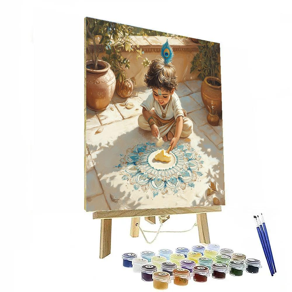 Krishna Building A Sand Mandala Of Butter painting number kit
