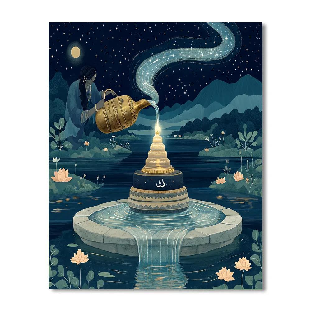 Celestial River Offering For Shiva painting number kit