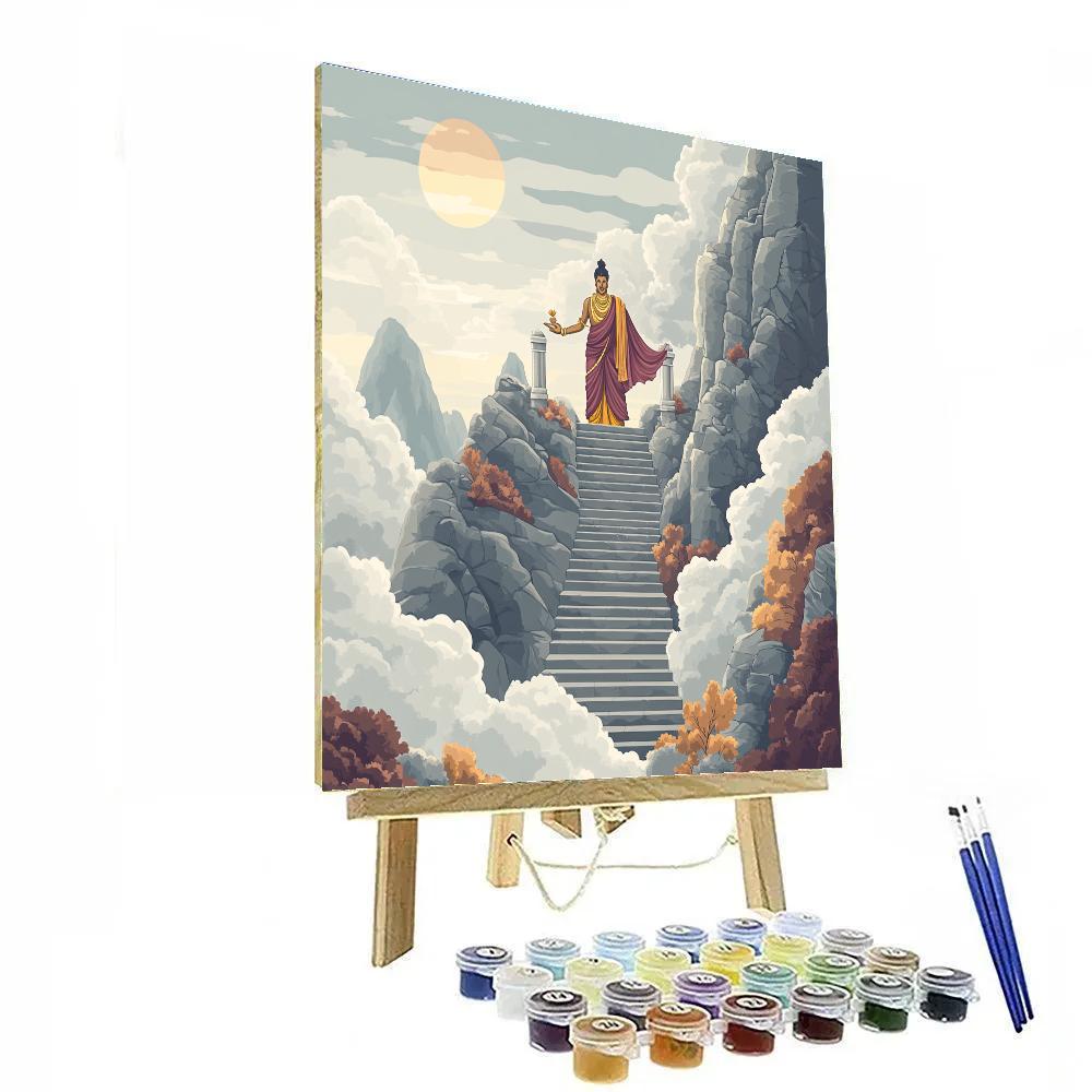 Mountain Stairway To Brahma Sanctuary Number painting