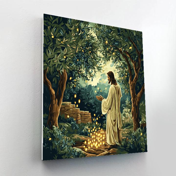 Jesus In The Olive Grove Of Gentle Light Painting by numbers kit