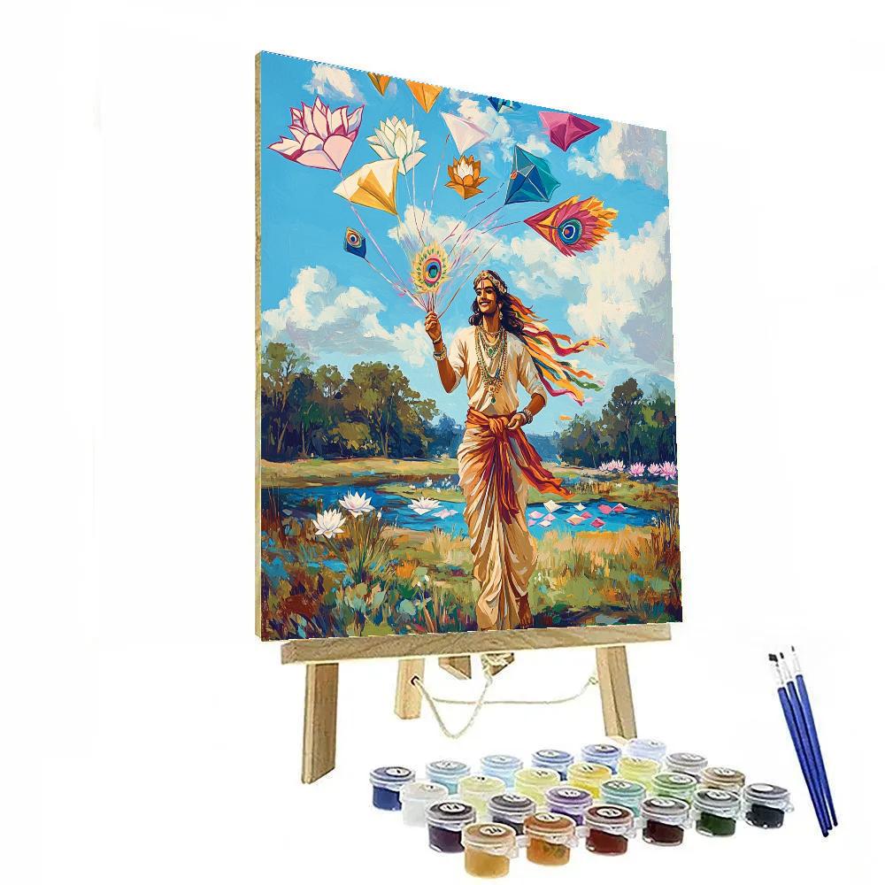 Krishna And The Paper Kite Battlefield Of Colors paint by color