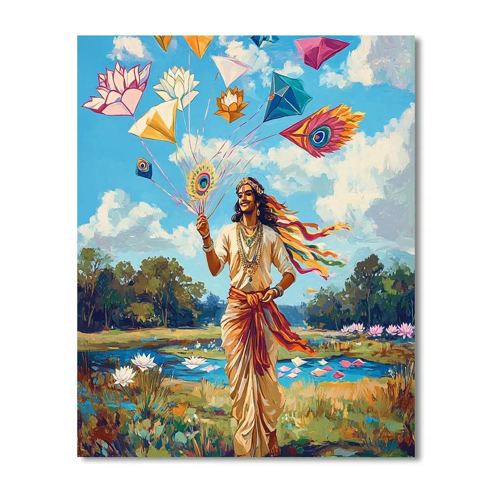 Krishna And The Paper Kite Battlefield Of Colors paint by color
