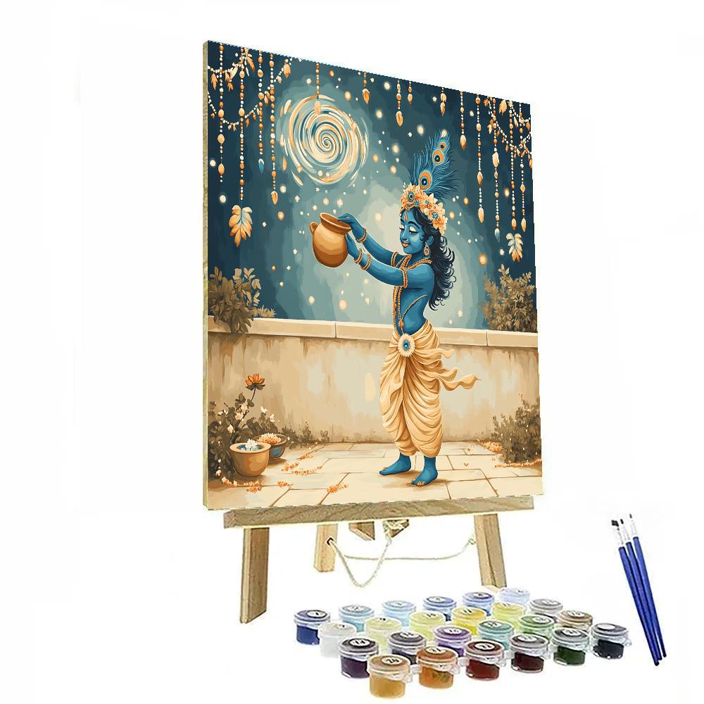 Krishna Spinning A Universe In A Butter Pot painting number kit