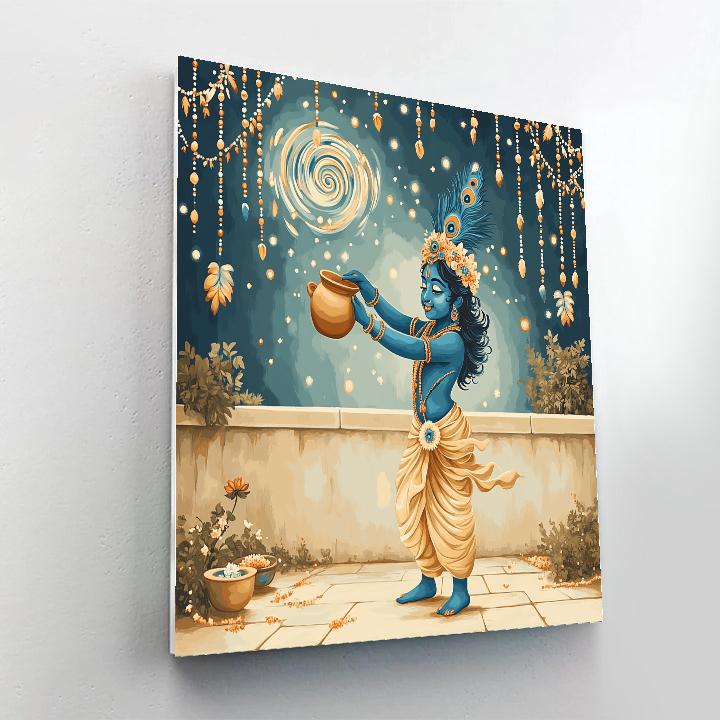 Krishna Spinning A Universe In A Butter Pot painting number kit