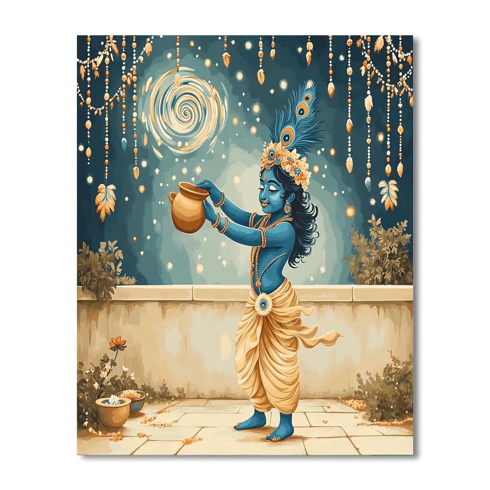 Krishna Spinning A Universe In A Butter Pot painting number kit