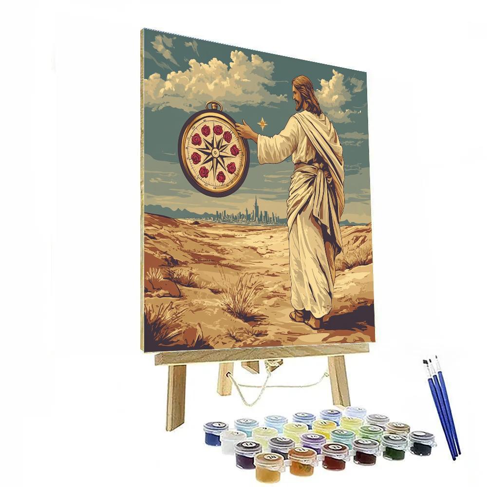 Jesus With The Compassion Compass Rose Numbered painting kits