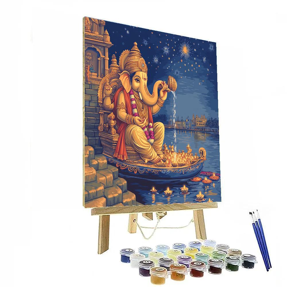 Ganesha Starlit River Festival Number painting
