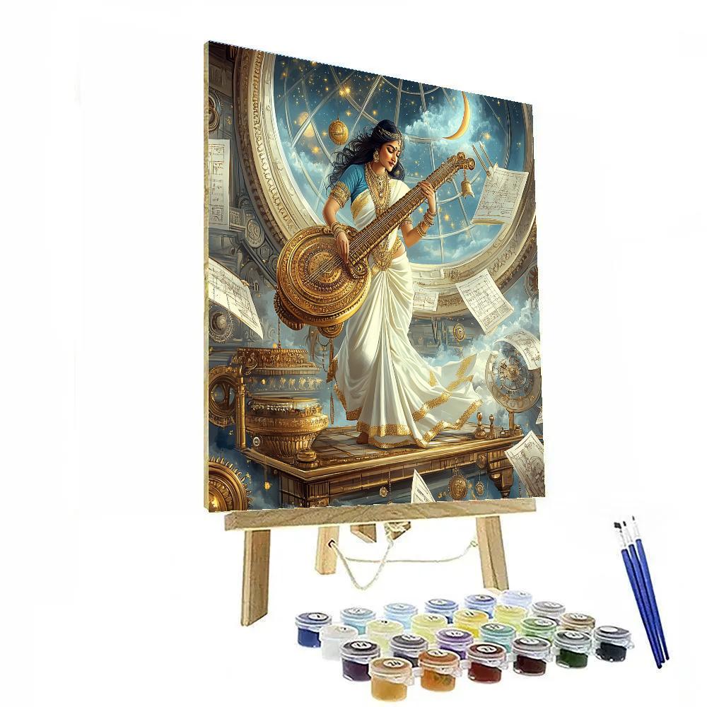 Saraswati Of The Clockwork Manuscript Observatory paint by numbers