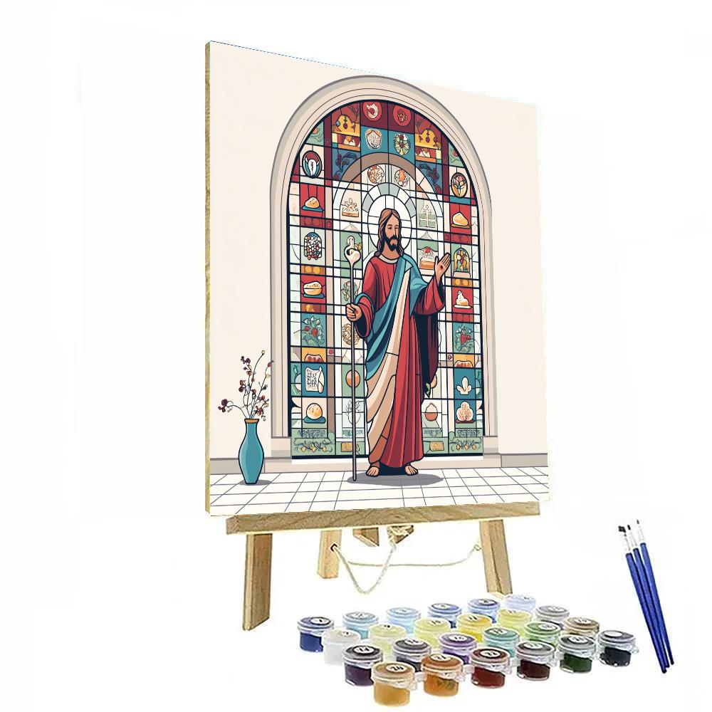 Window Of Hope, Jesus In Stained Light Paint by numbers art
