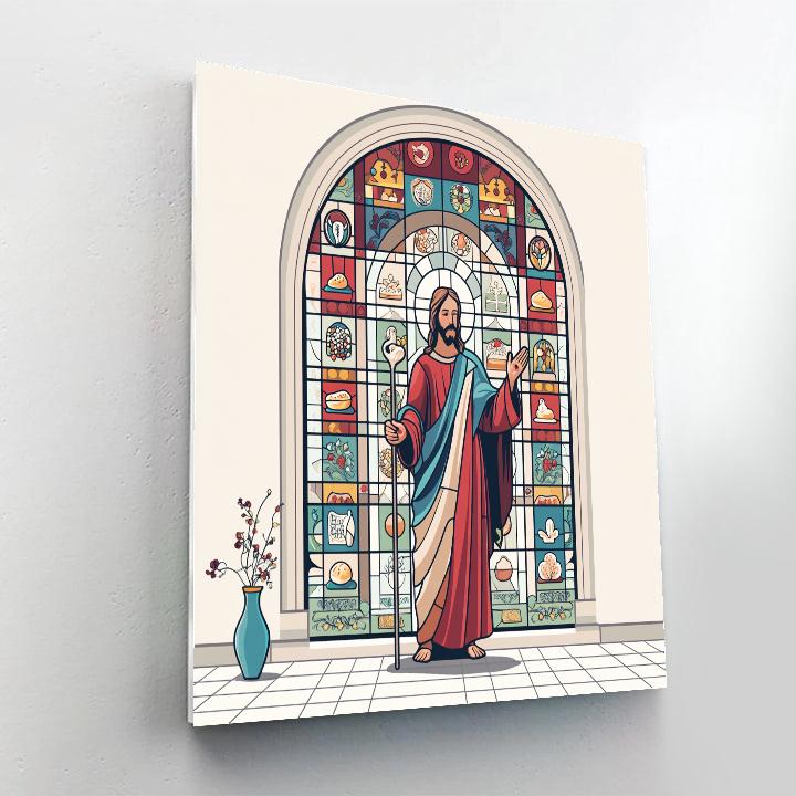 Window Of Hope, Jesus In Stained Light Paint by numbers art