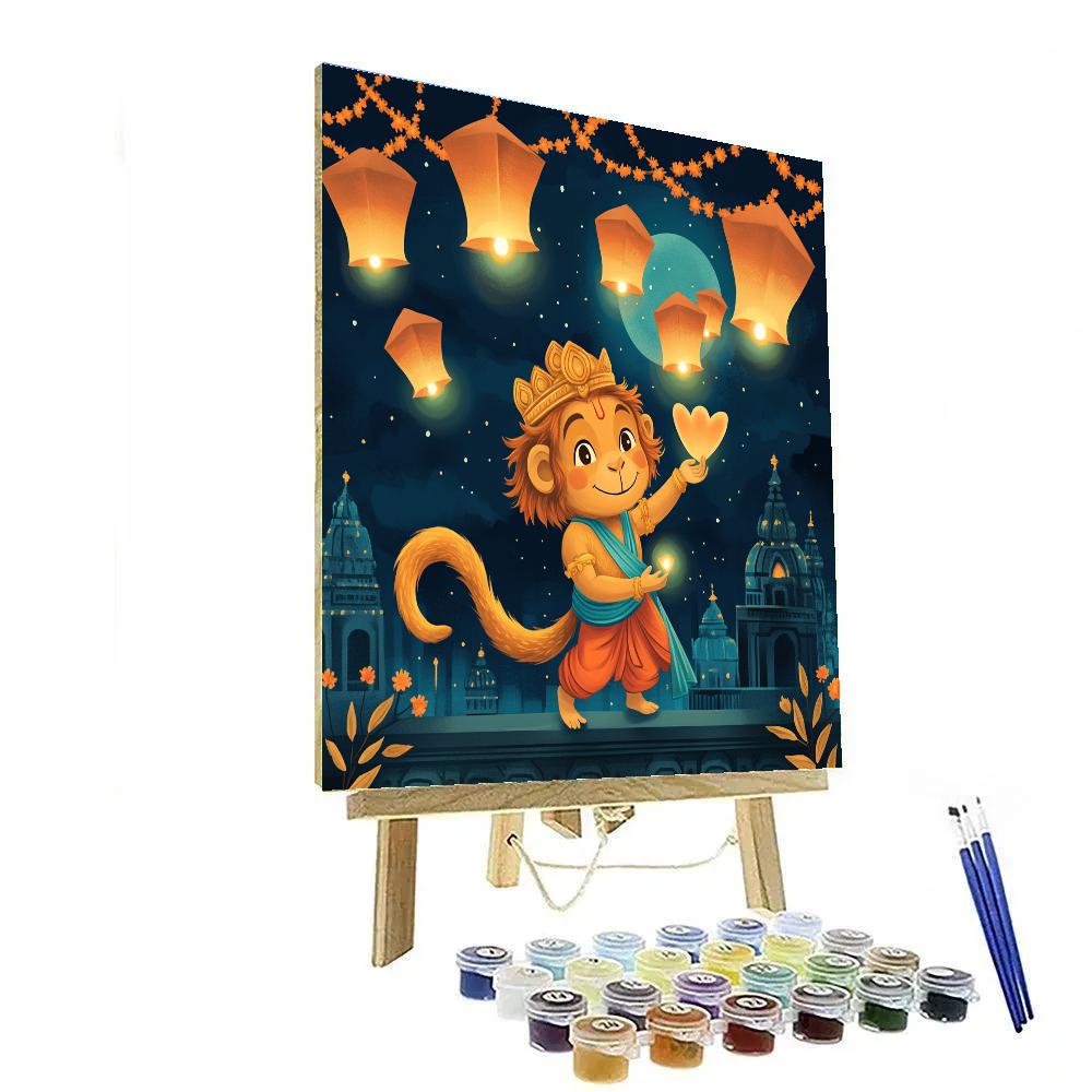 Hanuman Sky Lantern Blessing paint by numbers
