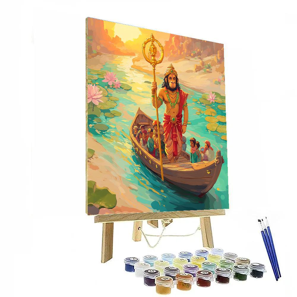 River Ferry With Hanuman Guardian paint by numbers