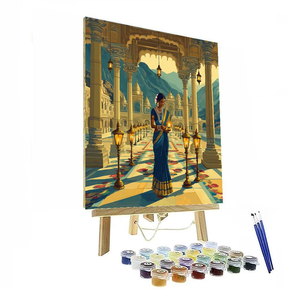 Parvati With Lamps At Festival Courtyard Paint by numbers kits