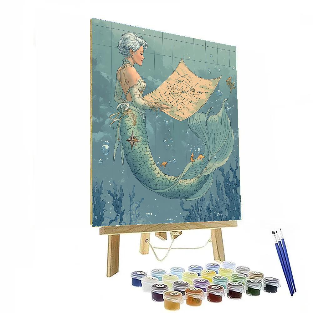 Wind Map Of Currents With Mermaid paint by color