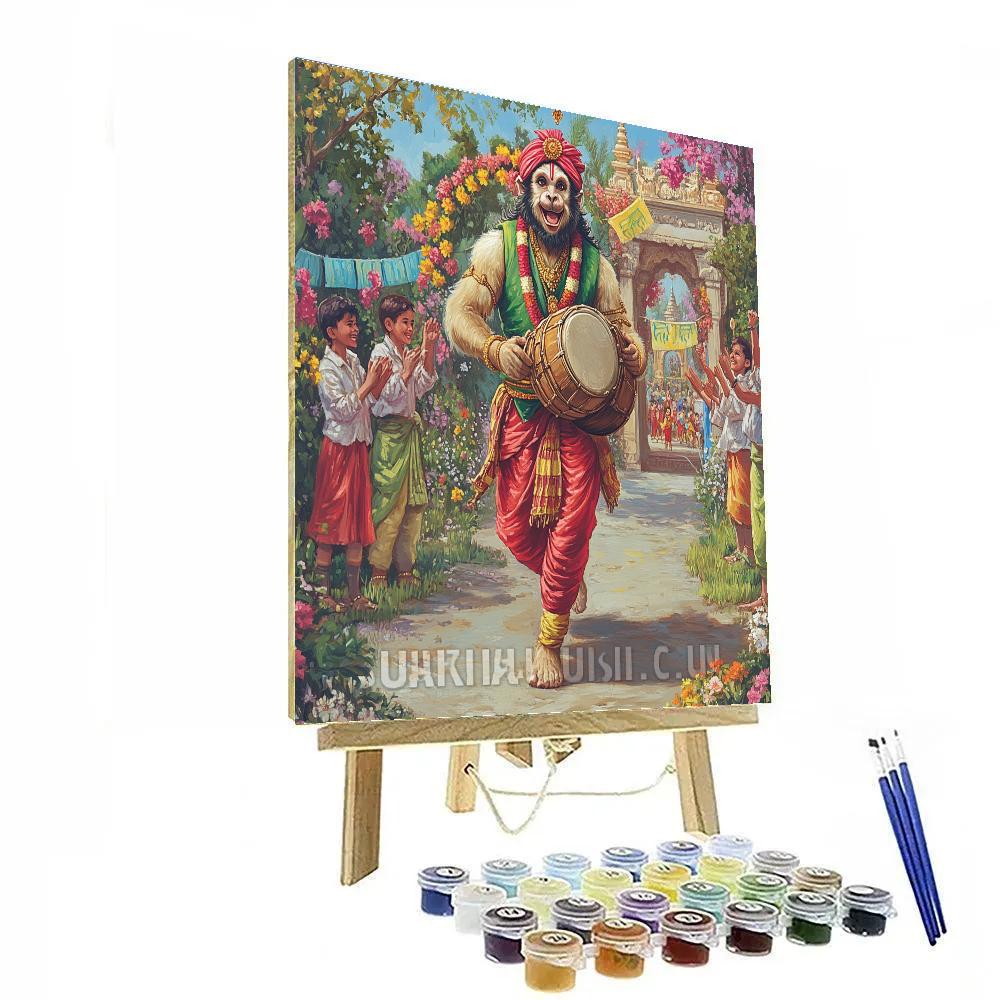 Garden Parade With Hanuman Drums DIY paint by numbers