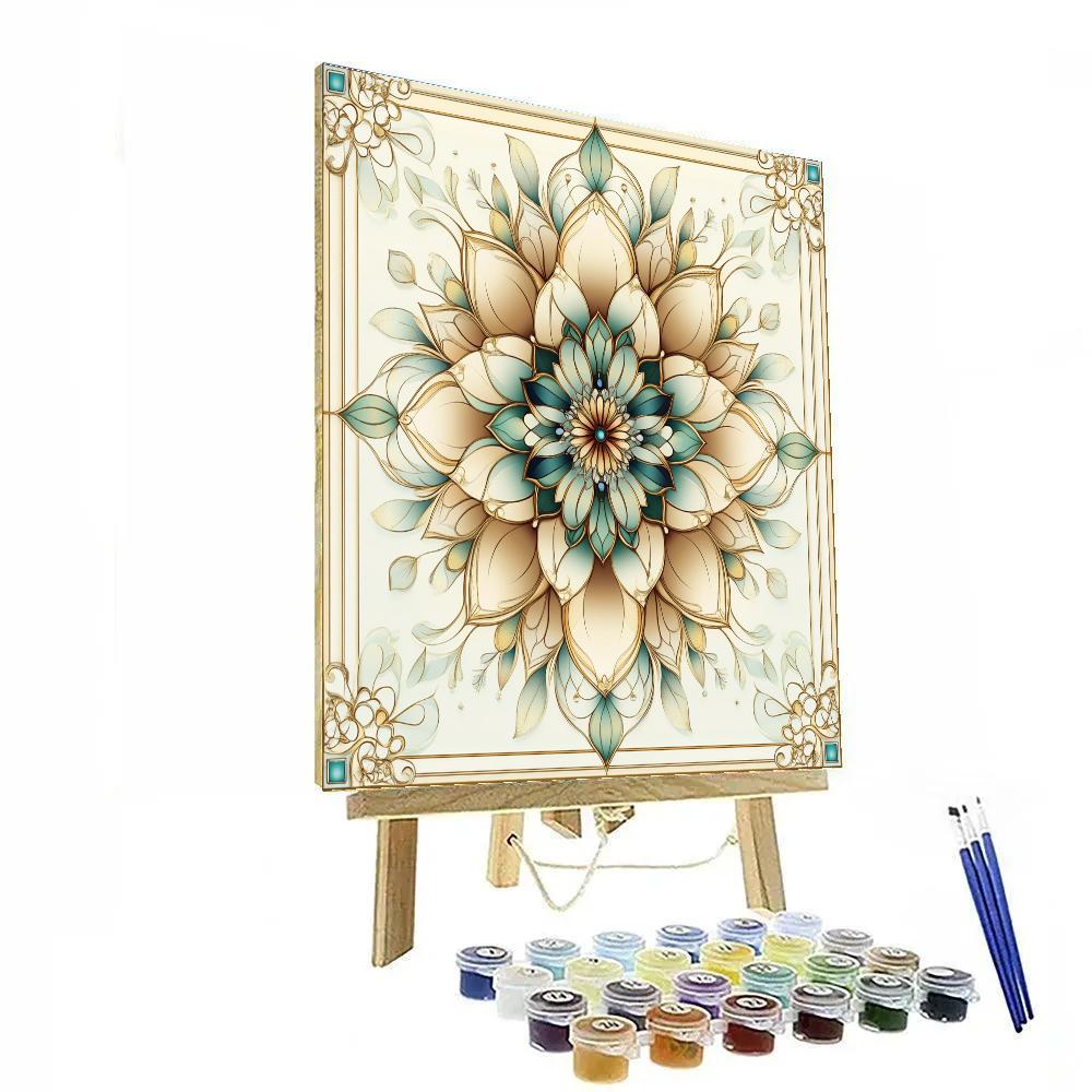 Alphonse Mucha Inspired Luminous Verdant Equinox Mandala Painting by numbers kit