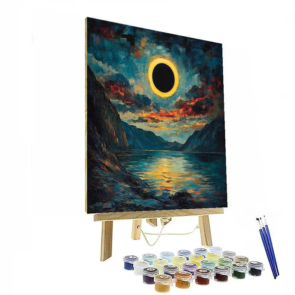 Edvard Munch Inspired Eclipse Over The Whispering Fjord paint by number