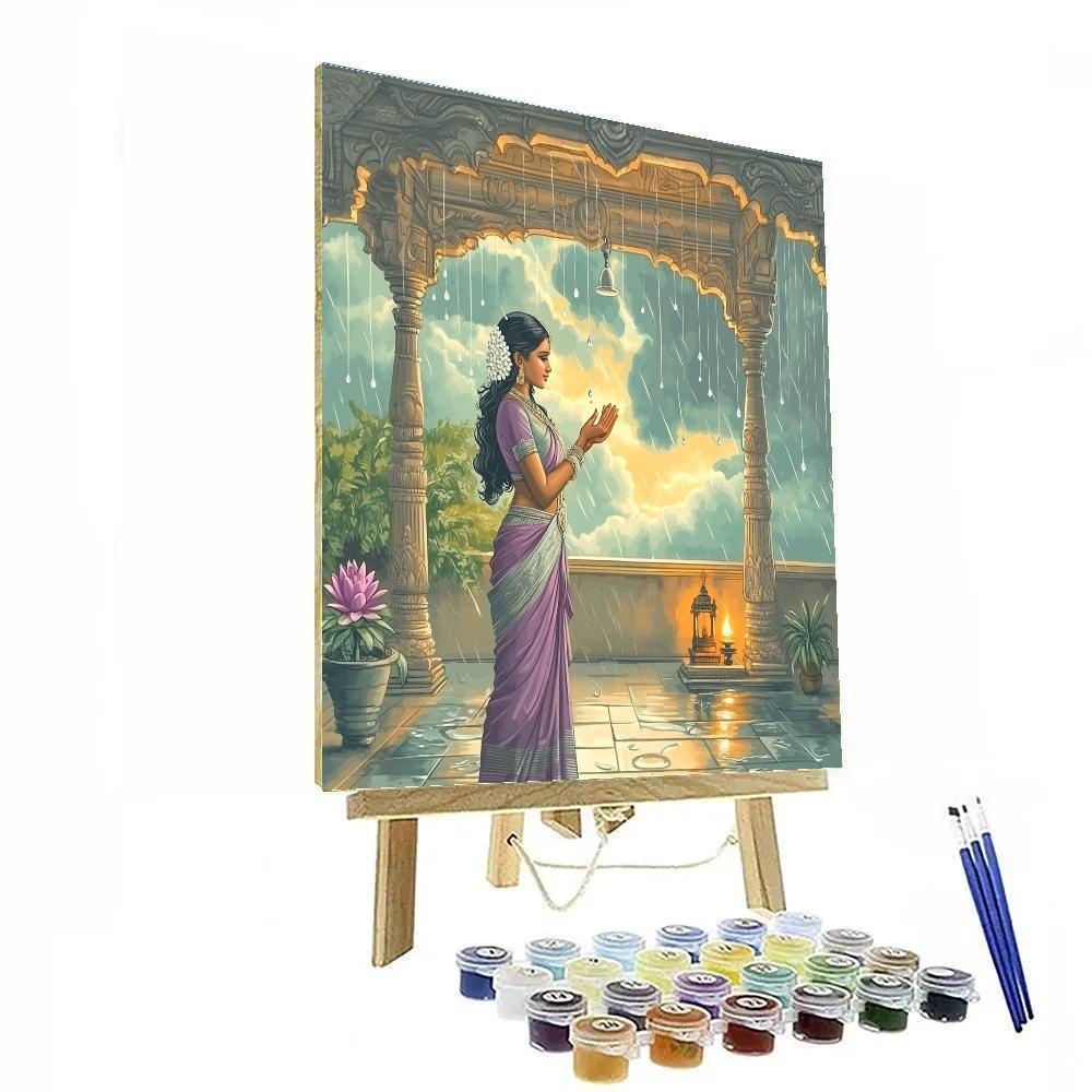 Parvati In Monsoon Courtyard Serenity painting number kit