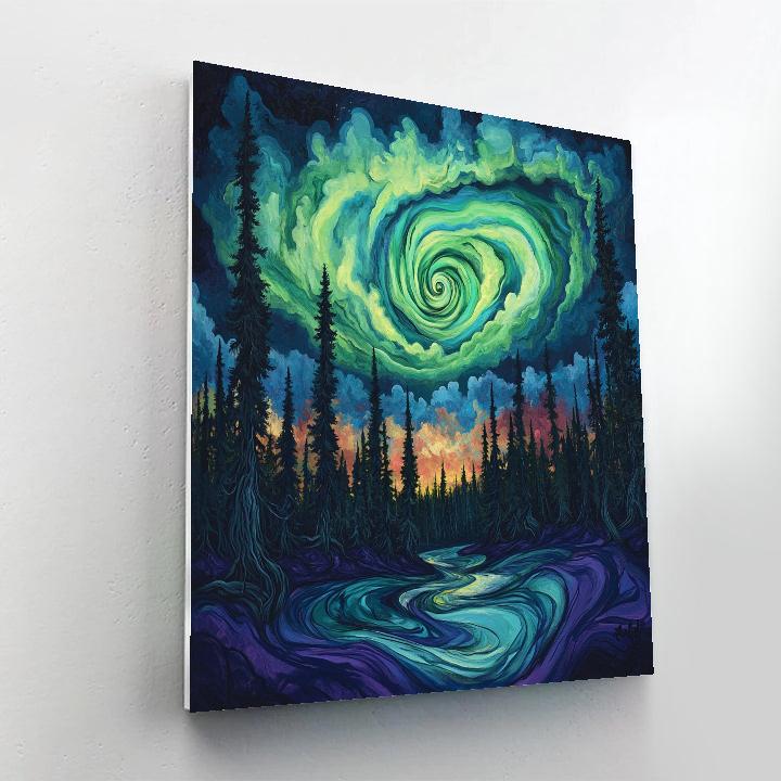 Edvard Munch Inspired Aurora Storm In The Rune Forest Paint by numbers art