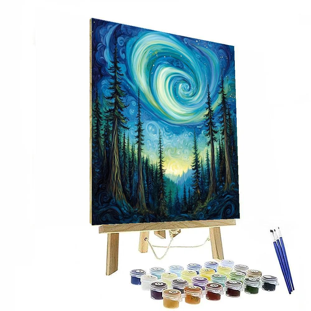 Emily Carr Inspired Aurora Over Cedar Cathedral Paint by numbers kits
