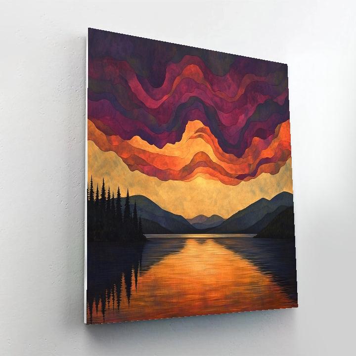 Frederick Varley Inspired Wildfire Dusk Across Northern Lake painting number kit