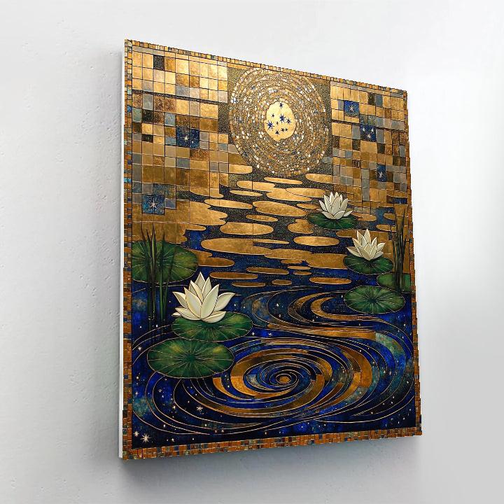 Gustav Klimt Inspired Gilded Lotus Constellation Lake paint by number