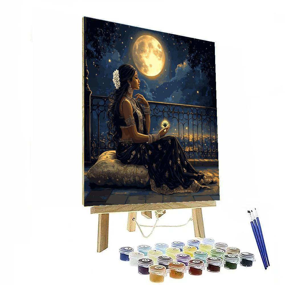 Parvati On Moonlit Terrace With Stars Paint by numbers kits