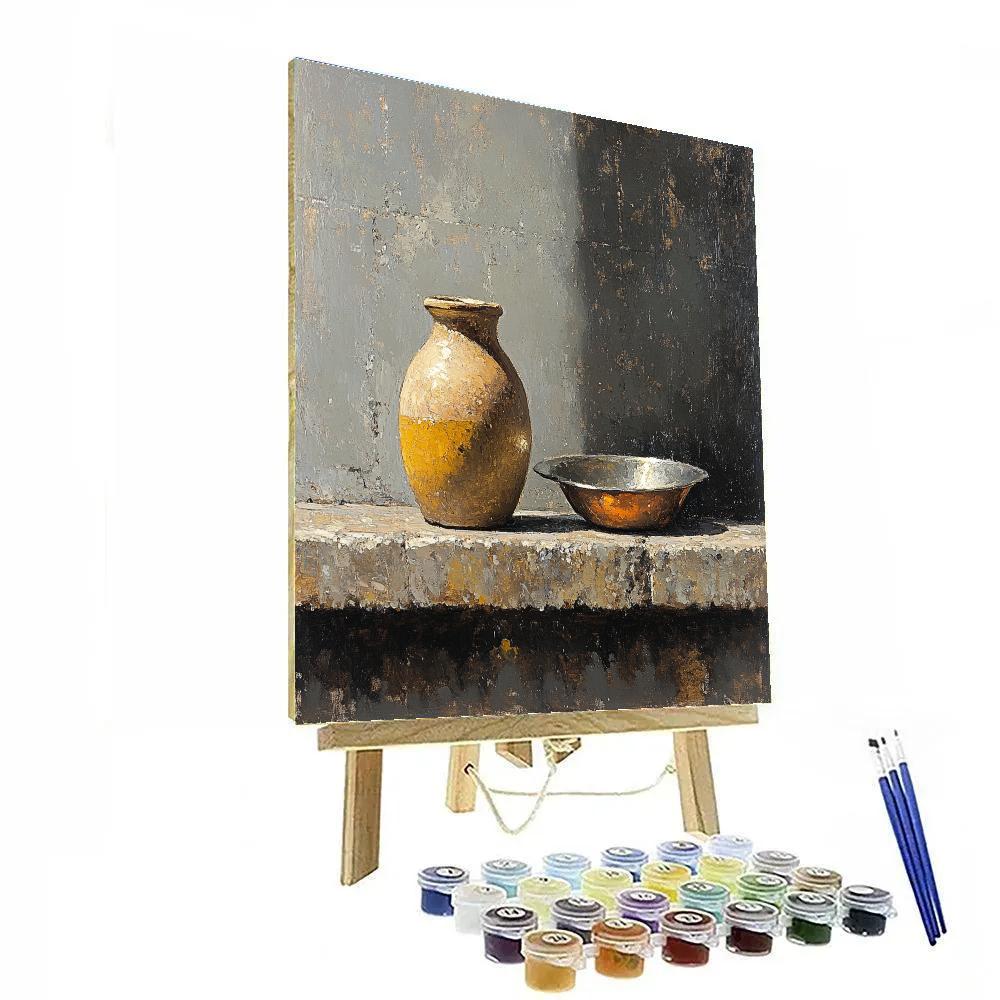 Diego Velázquez Inspired Silvery Dawn Bodegon Of Earthenware And Copper Paint by numbers art