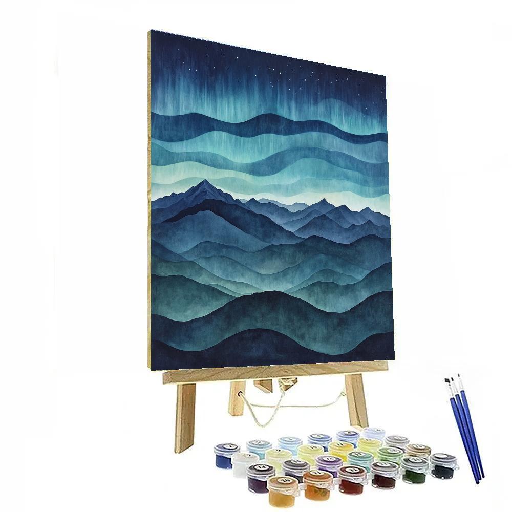 Leonardo Da Vinci Inspired Aurora Over Silent Mountains Paint by numbers kits
