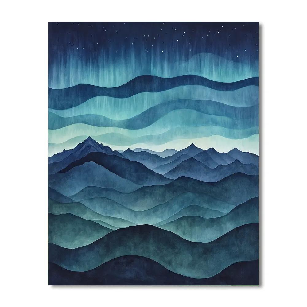 Leonardo Da Vinci Inspired Aurora Over Silent Mountains Paint by numbers kits