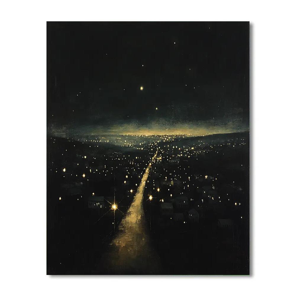 Caravaggio Inspired Bioluminescent Citylights Haze Paint by numbers kits