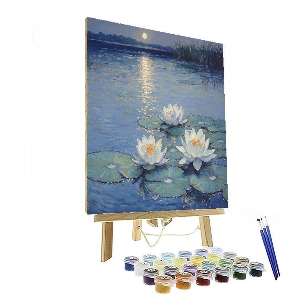 Claude Monet Inspired Water Lilies Under Moonlight paint by number