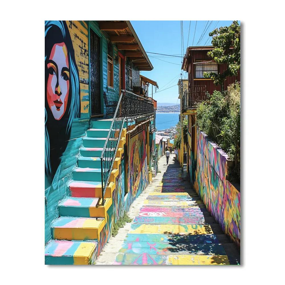 Street Art Alleys Of Valparaiso Cerro Alegre Chile Painting by numbers kit