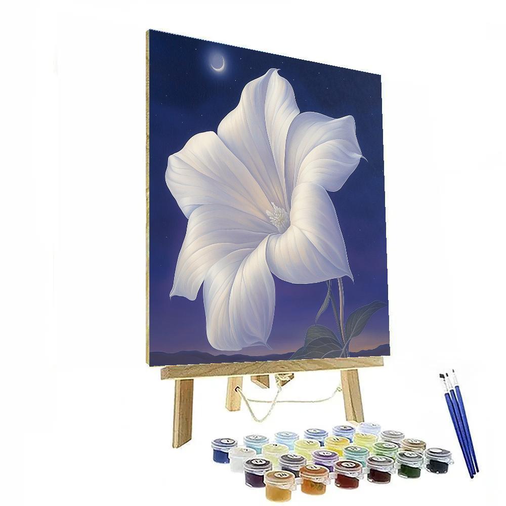 Georgia O Keeffe Inspired Moonlit White Datura And Indigo Sky Number painting