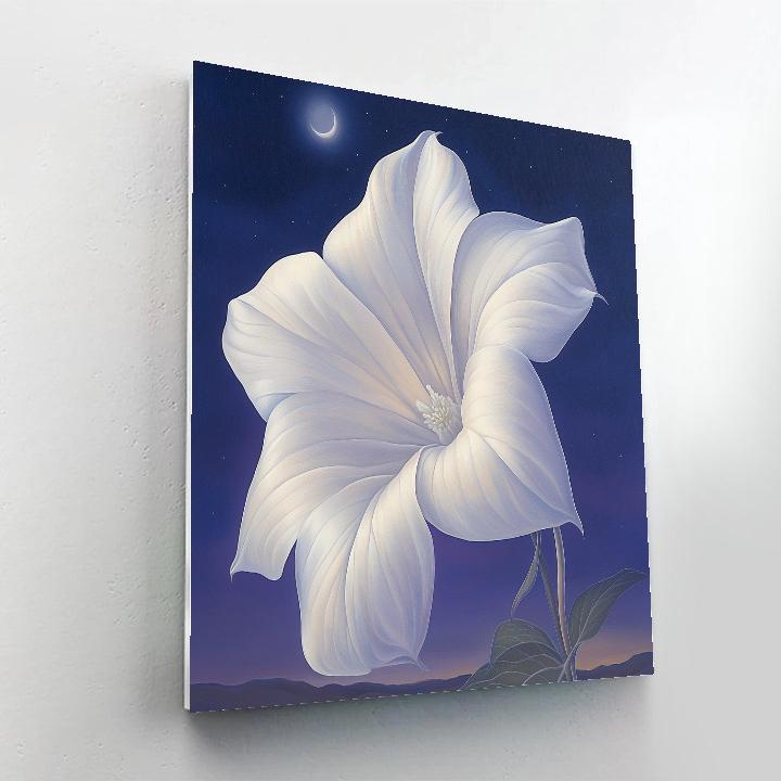 Georgia O Keeffe Inspired Moonlit White Datura And Indigo Sky Number painting