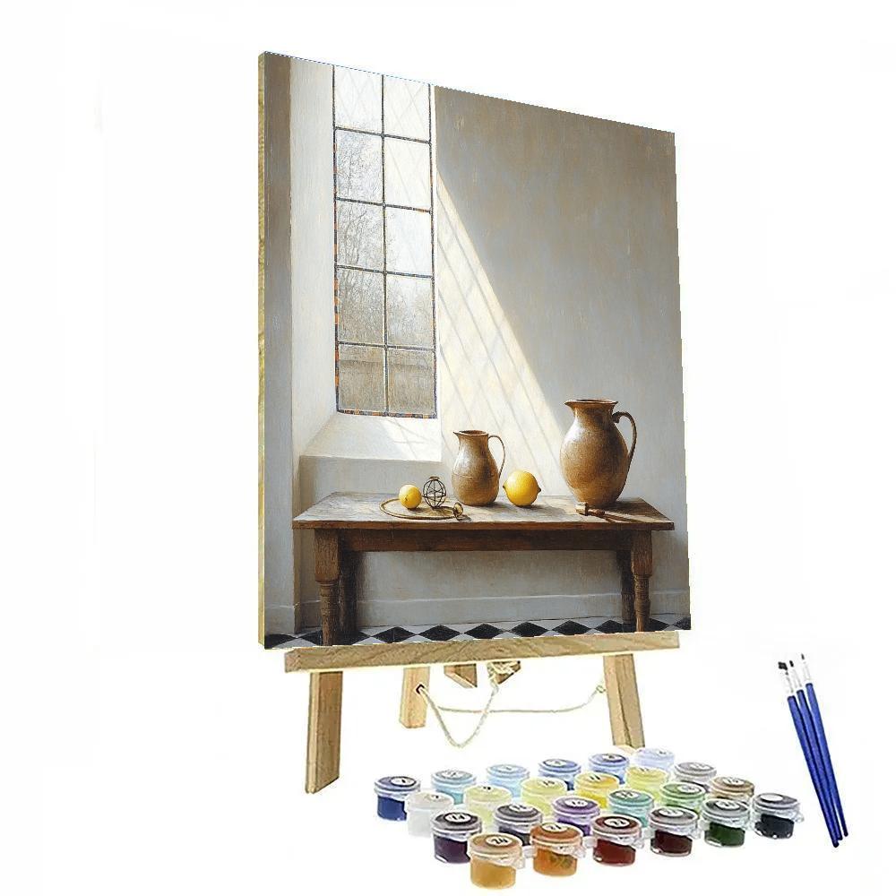 Johannes Vermeer Inspired Prism Of Morning Light On Delft Tiles paint by color