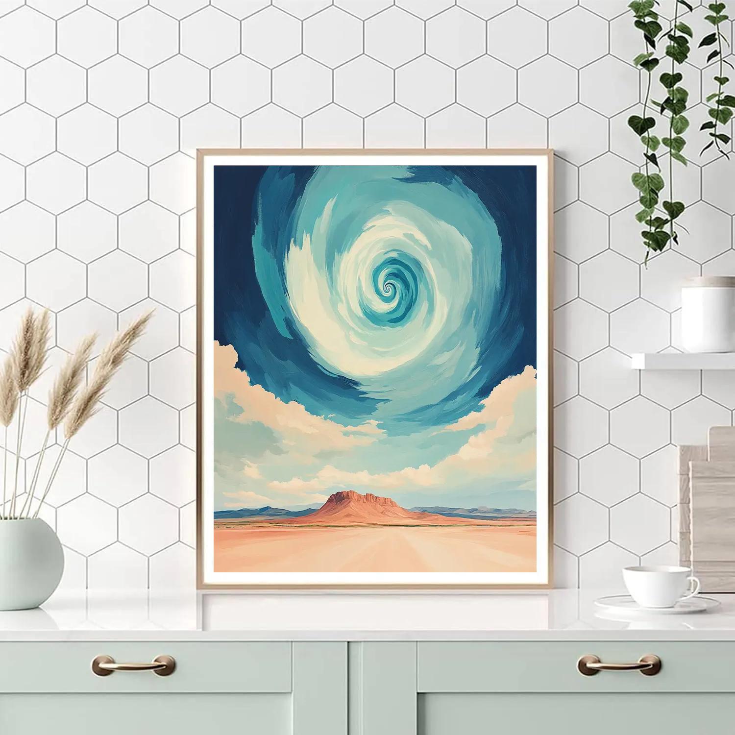 Georgia O Keeffe Inspired Sunlit Mesa With Spiral Cloud Vortex Number painting