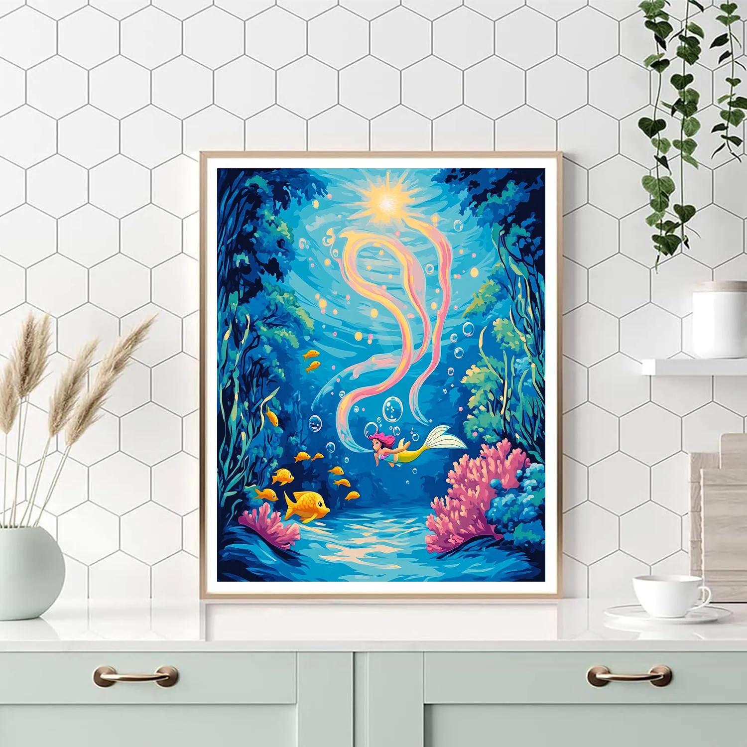 Ariel Coral Comet Lagoon Disney Inspired paint by color