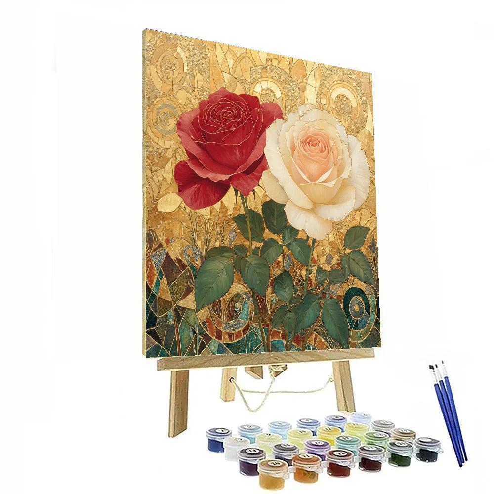 Gustav Klimt Inspired Golden Garden Roses Painting by numbers kit