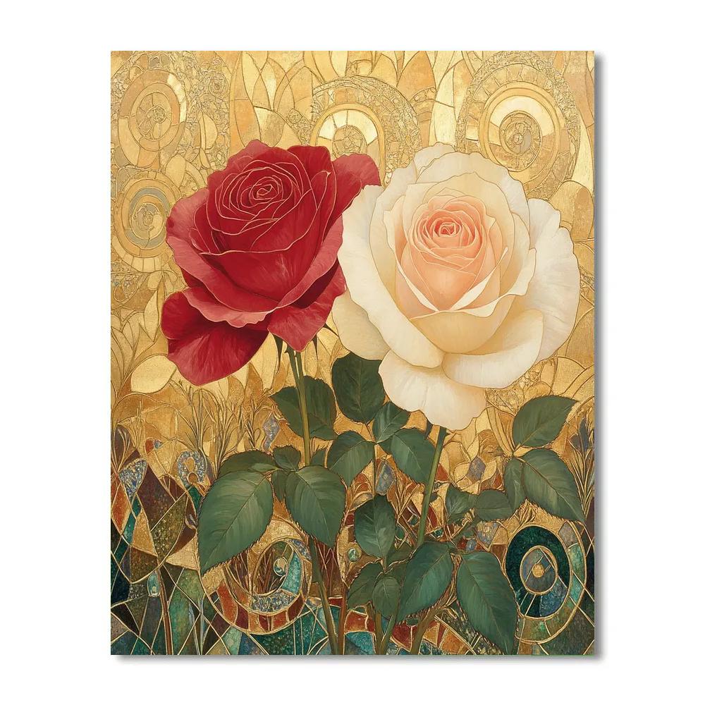 Gustav Klimt Inspired Golden Garden Roses Painting by numbers kit