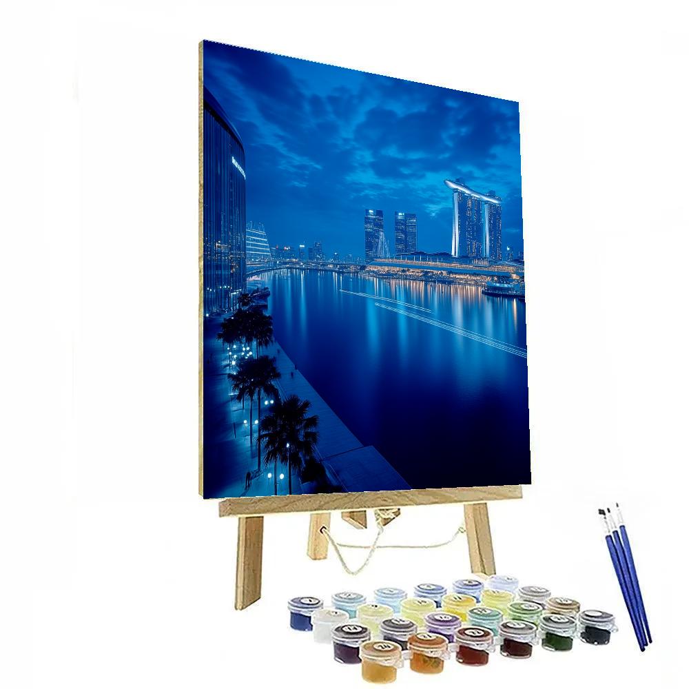 Marina Bay Sands Skyline At Blue Hour Singapore Painting by numbers kit
