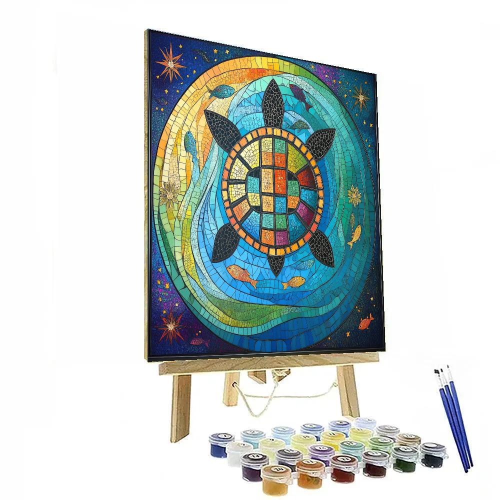 Norval Morrisseau Inspired Turtle Of The Starlit River Vortex painting number kit