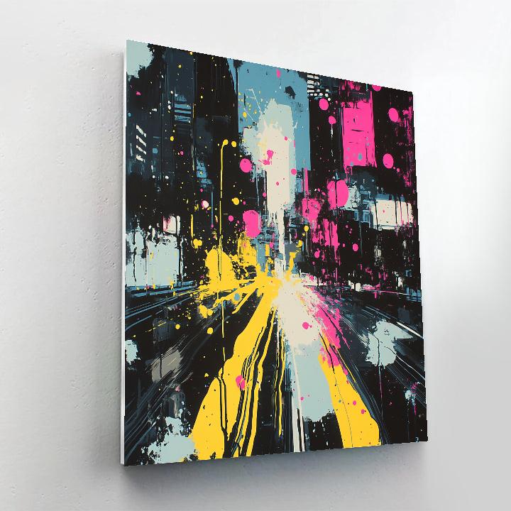 Jackson Pollock Inspired Citylights At Midnight paint by color