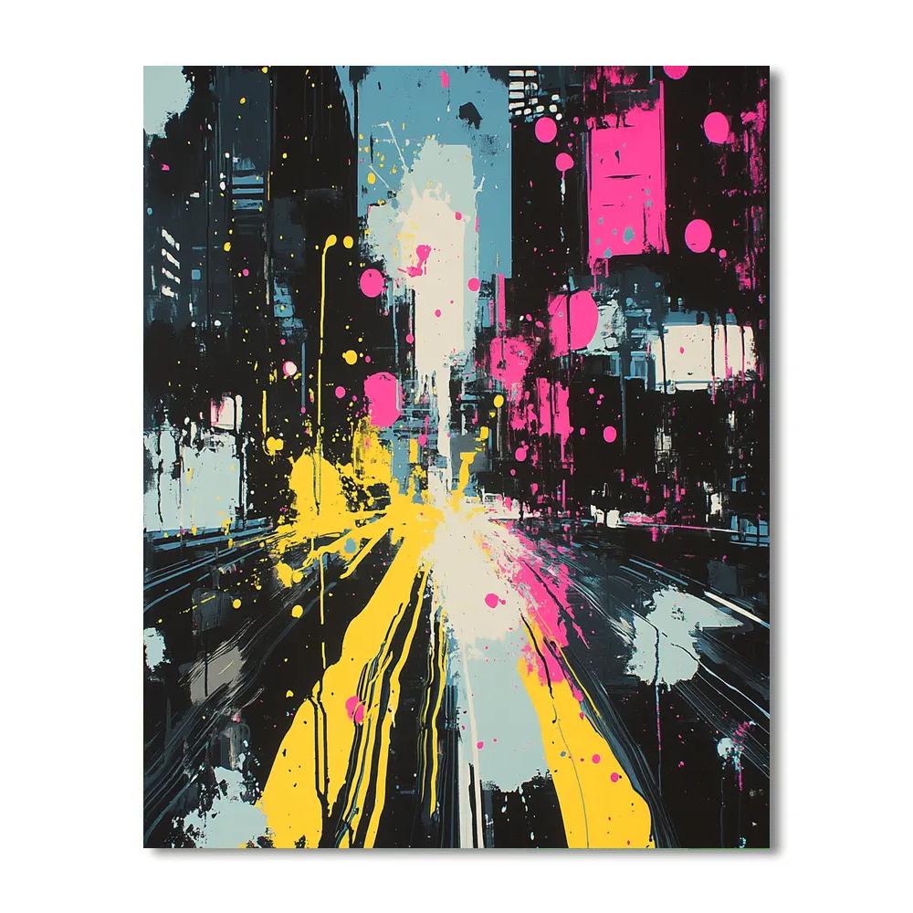 Jackson Pollock Inspired Citylights At Midnight paint by color