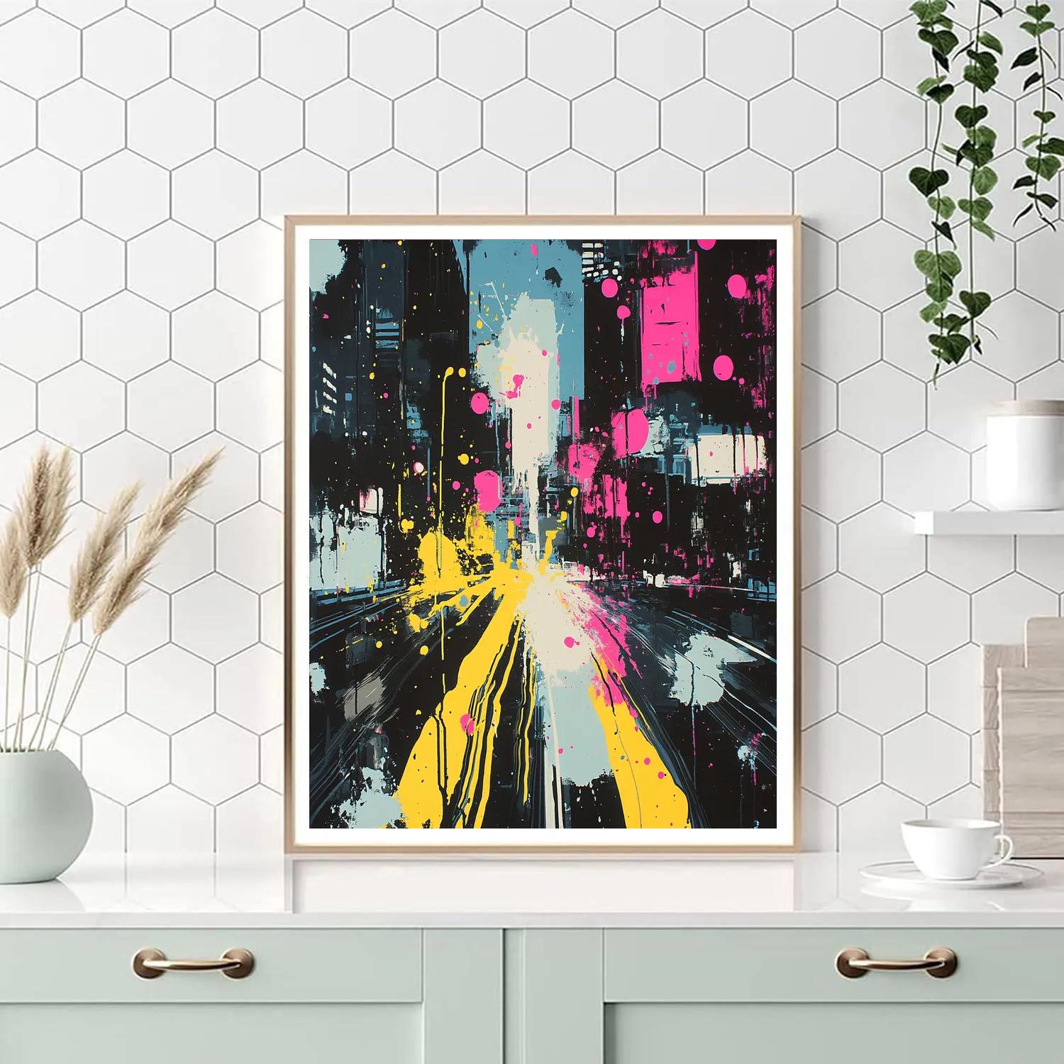 Jackson Pollock Inspired Citylights At Midnight paint by color