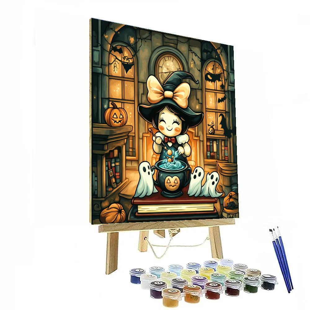 Trick Or Treat Tea Party In The Enchanted Library Painting by numbers kit